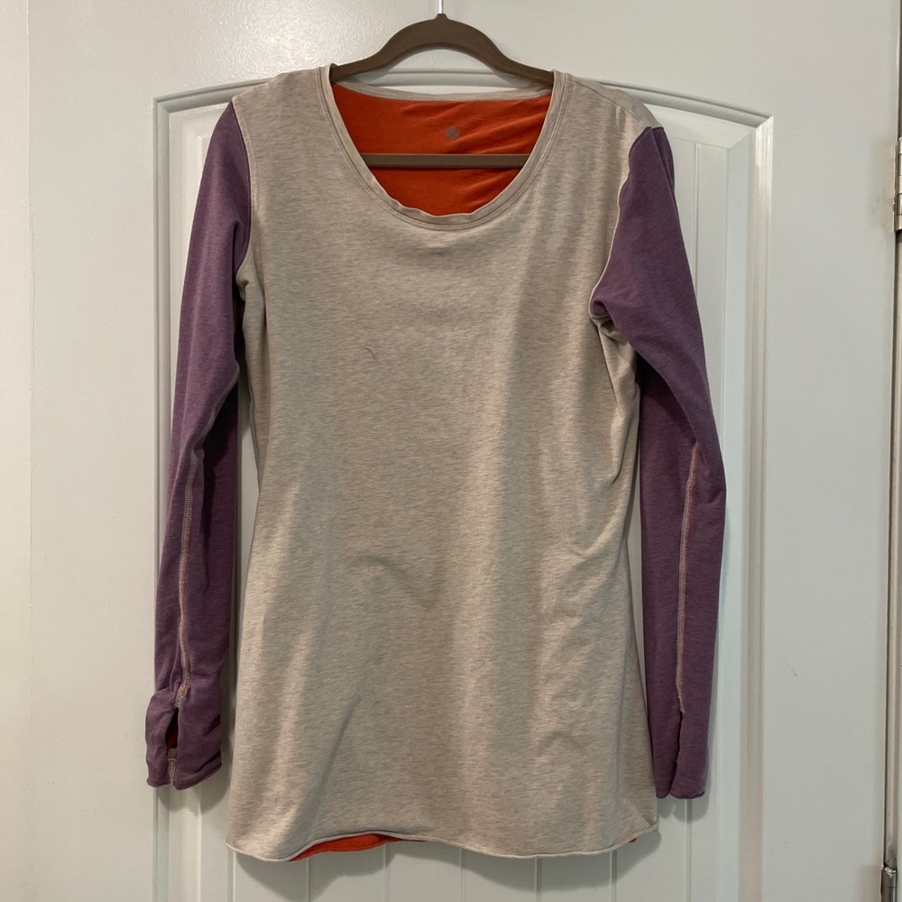 Lululemon Every Yogi Reversible Long Sleeve Top – Beige/Purple & Orange